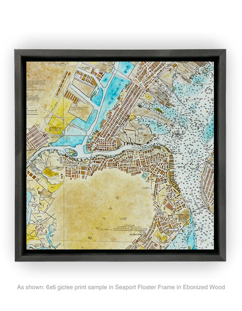 New York Harbor Nautical Chart | Framed Giclee Print on Canvas
